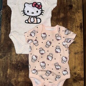 Hello Kitty Cream and Pink Bodysuit Duo